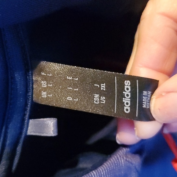 Adidas Textured Anorak Blue 2-Toned Cinched Sz. L Hoodie - Picture 9 of 16